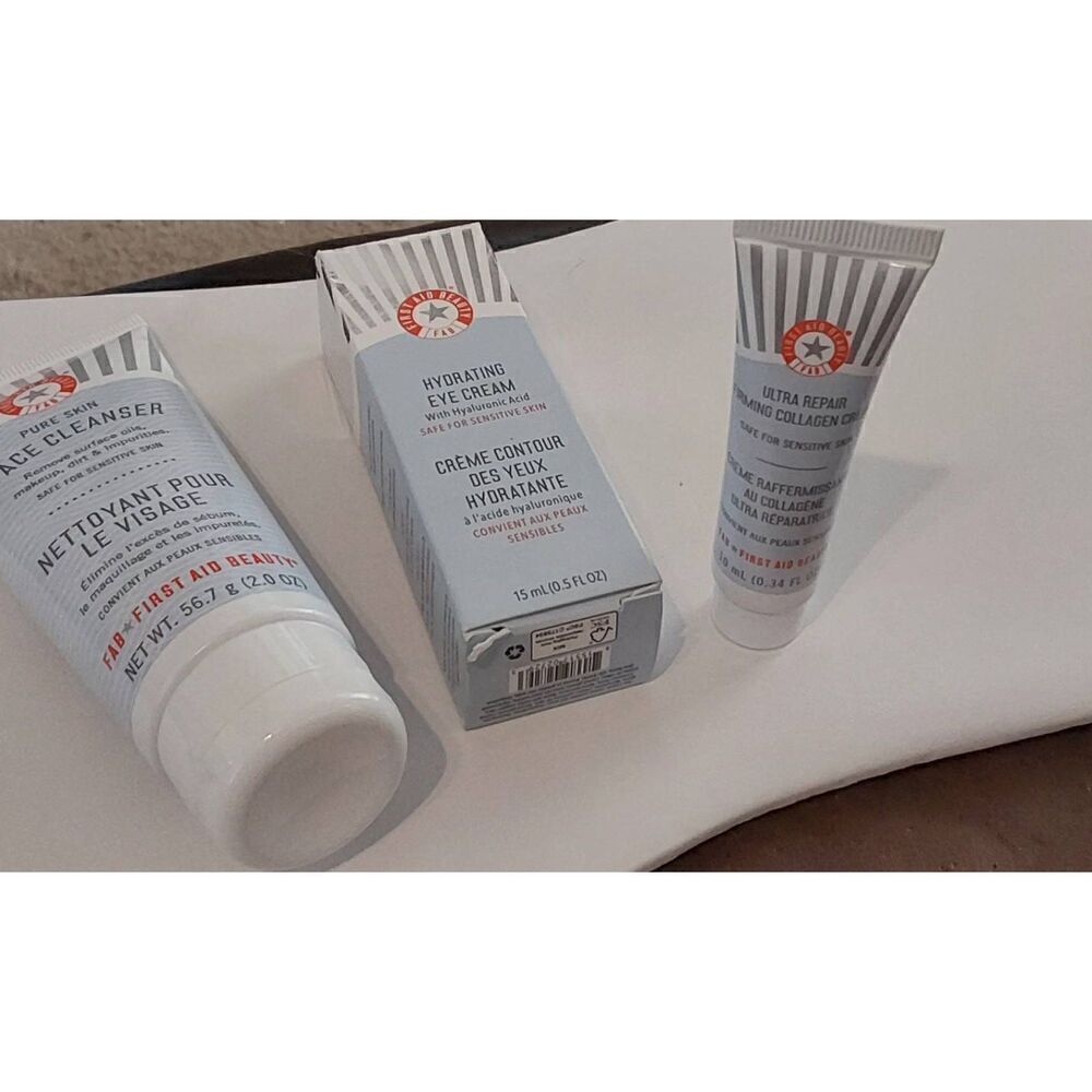 New~Lot of (3) First Aid Beauty~ Cleanser~Eye Cream~Collagen Cream